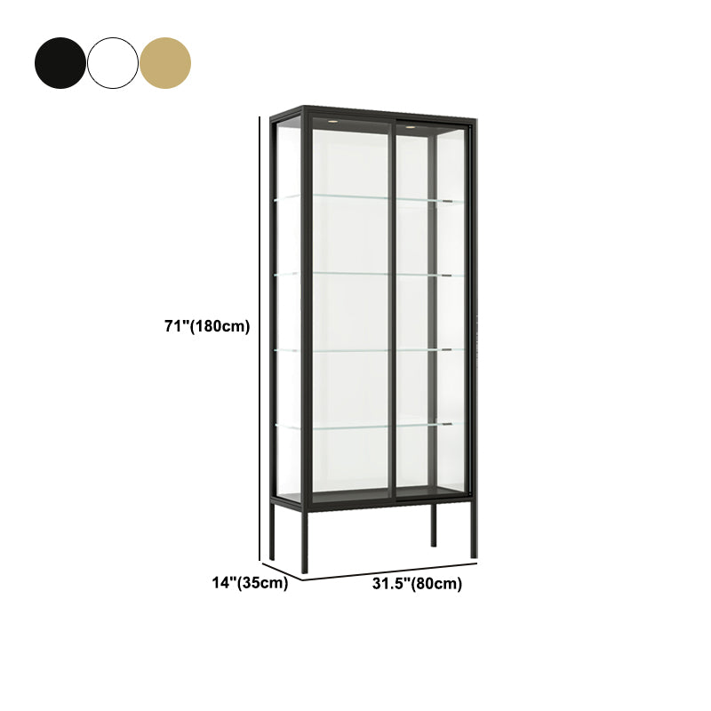 Modern Steel Curio Cabinet Standard 14" W Cabinet for Dining Room