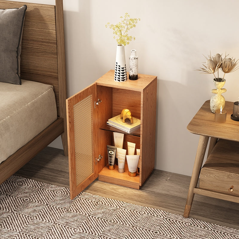 Solid Wood Bedside Cabinet Pine Doors Included Modern Night Table