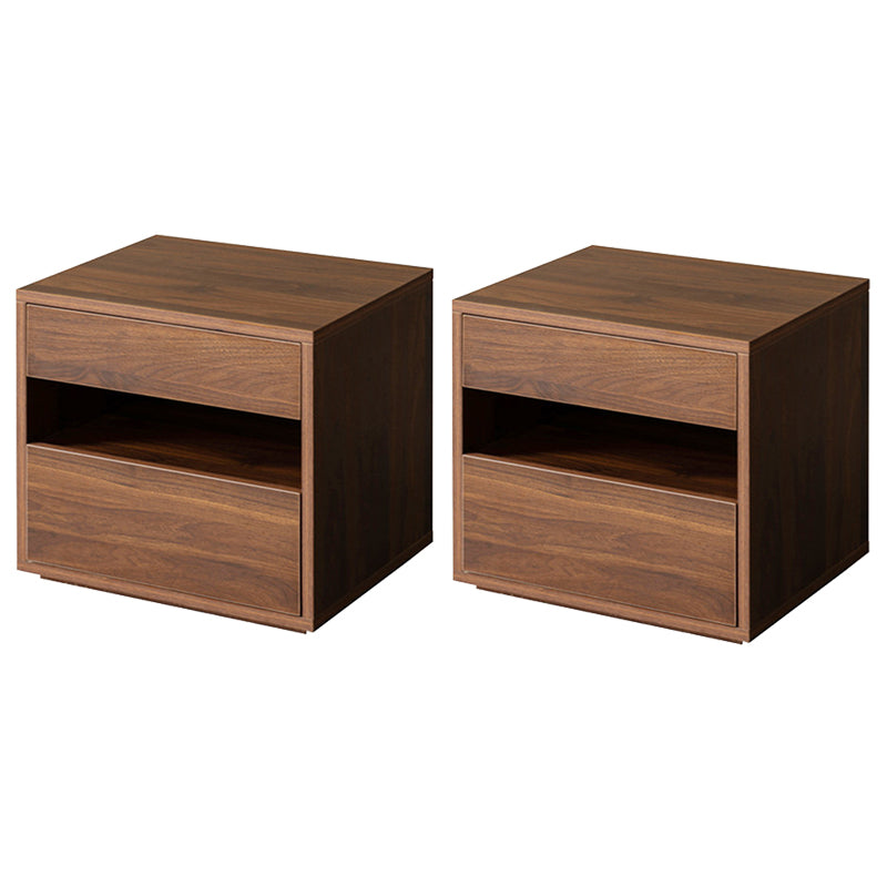 Modern Solid Wood Night Table 2 Drawer Storage Bed Nightstand