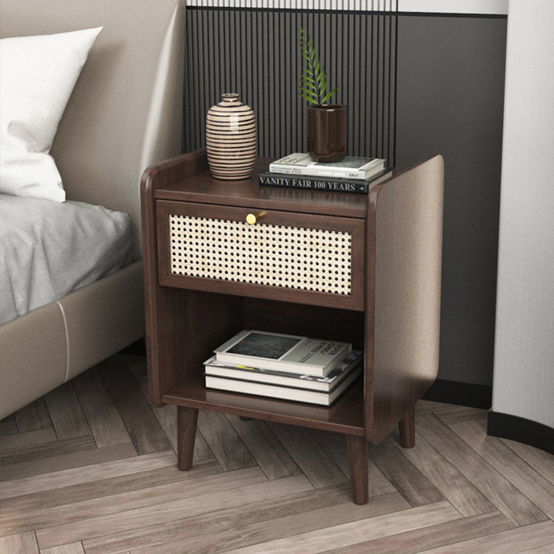 Modern Solid Wood Night Table Drawer 19 inch H Storage Bed Nightstand with Legs