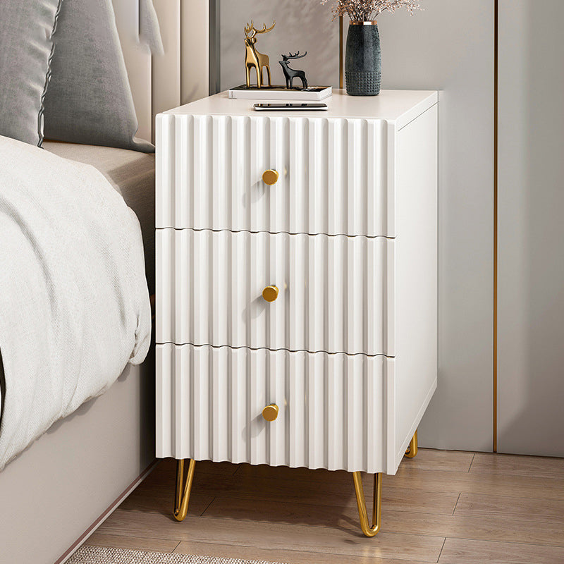 Drawer Storage Bed Nightstand Beige Legs Included Night Table Glam