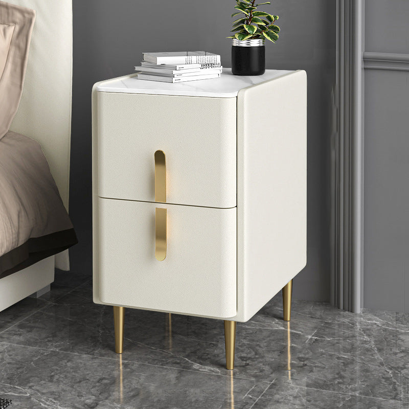 19.69" Tall 2-Drawer Stone Night Table Legs Included Solid Wood Bedside Cabinet