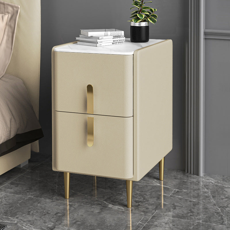 19.69" Tall 2-Drawer Stone Night Table Legs Included Solid Wood Bedside Cabinet