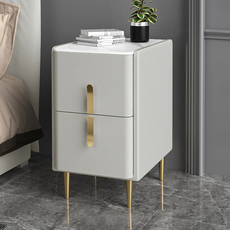 19.69" Tall 2-Drawer Stone Night Table Legs Included Solid Wood Bedside Cabinet