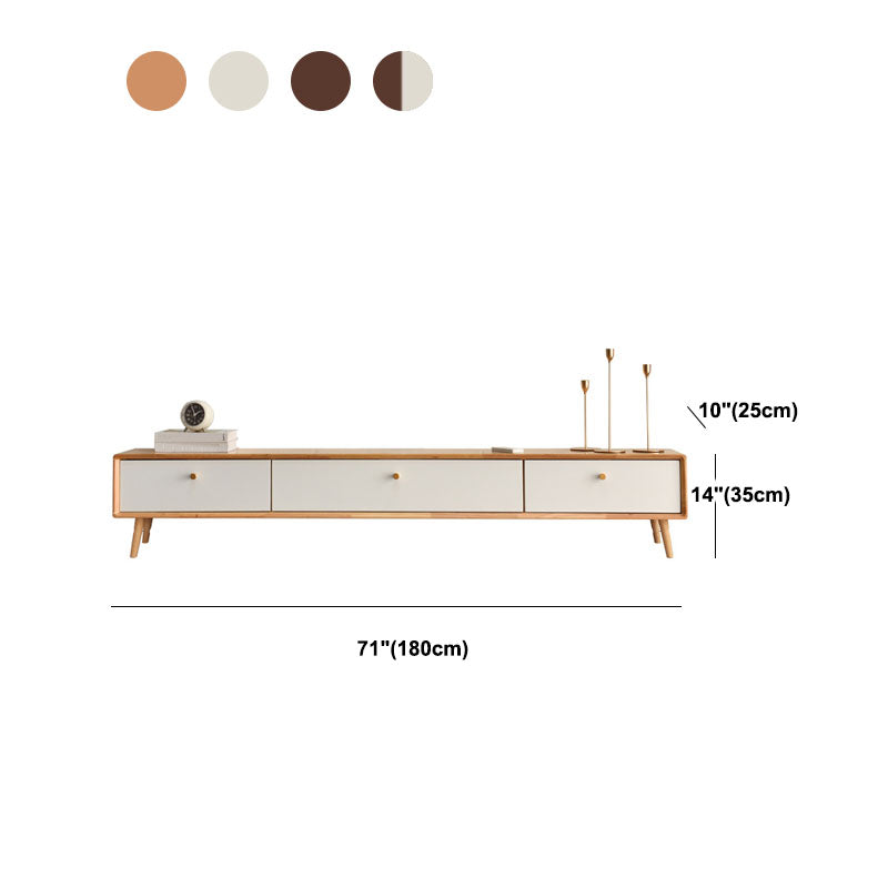 Solid Wood 13.78" H TV Stand Nordic 2 Drawers TV Stand Console