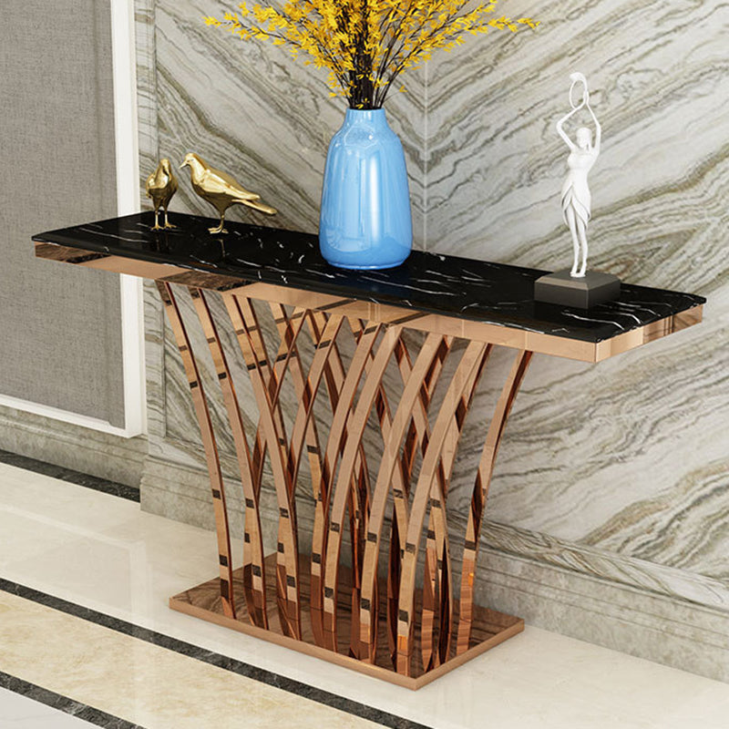 15.7" W Glam Console Table Rectangle Scratch Resistant Slate Console