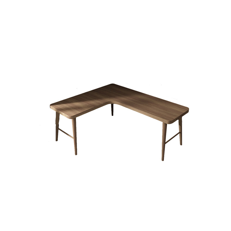 Modern Solid Wood Writing Desk L-Shape Writing Desk in Brown