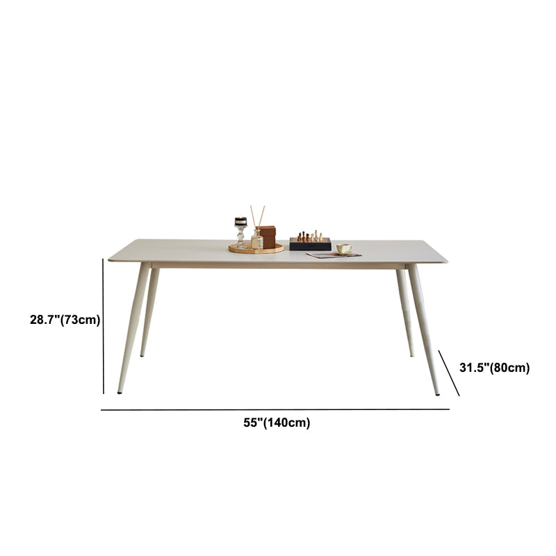 White Modern Stone Writing Desk Parsons Rectangular Office Desk for Home