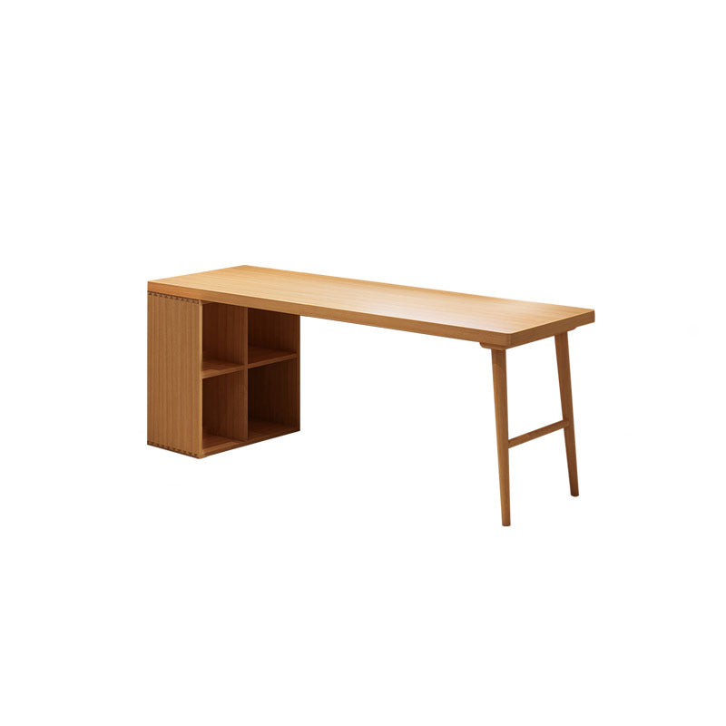 Solid Wood Rectangular Writing Desk Modern Office Meeting Desk with Bookcase