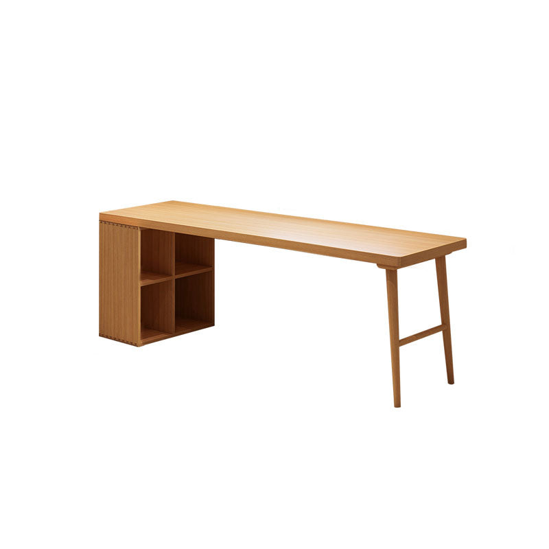 Solid Wood Rectangular Writing Desk Modern Office Meeting Desk with Bookcase