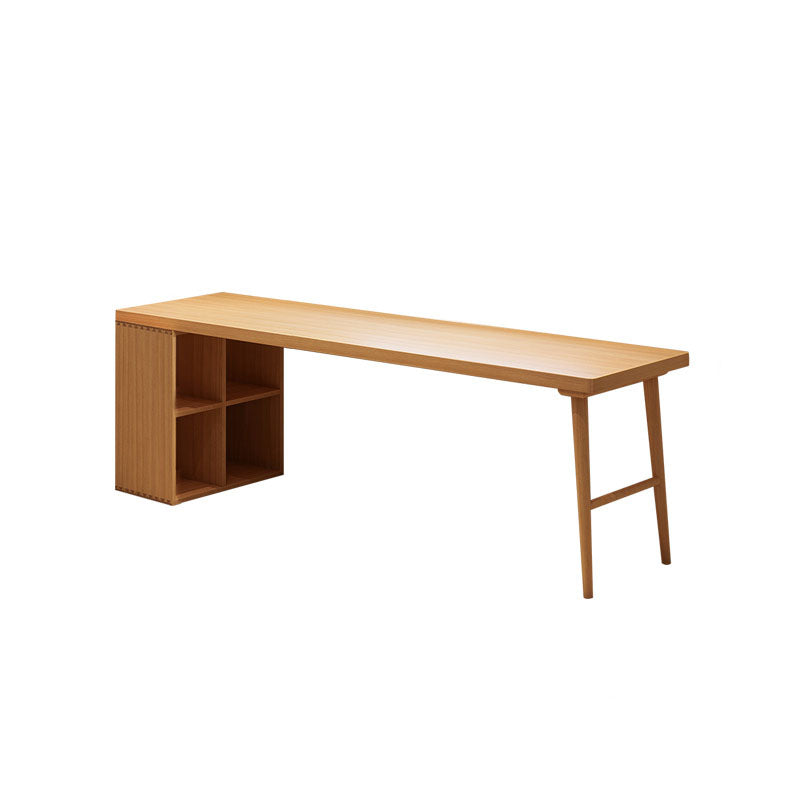 Solid Wood Rectangular Writing Desk Modern Office Meeting Desk with Bookcase