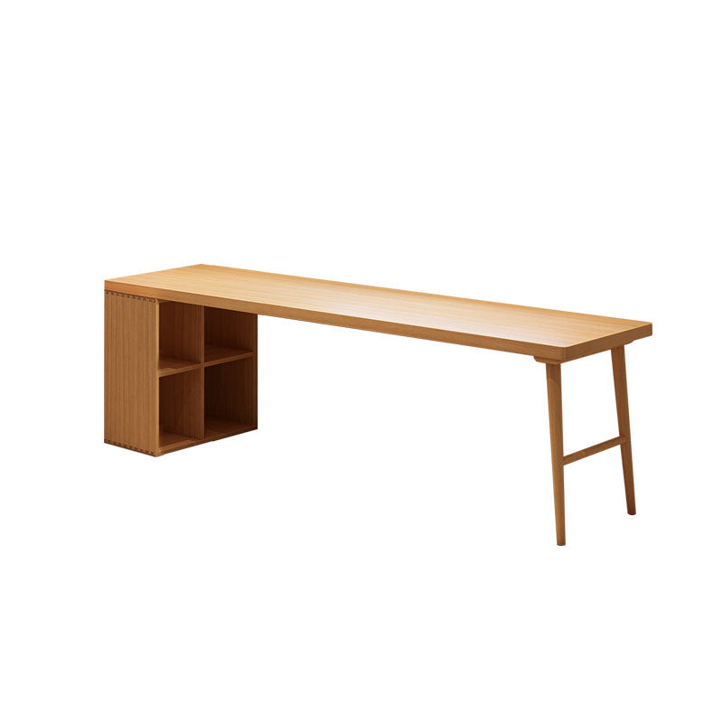 Solid Wood Rectangular Writing Desk Modern Office Meeting Desk with Bookcase