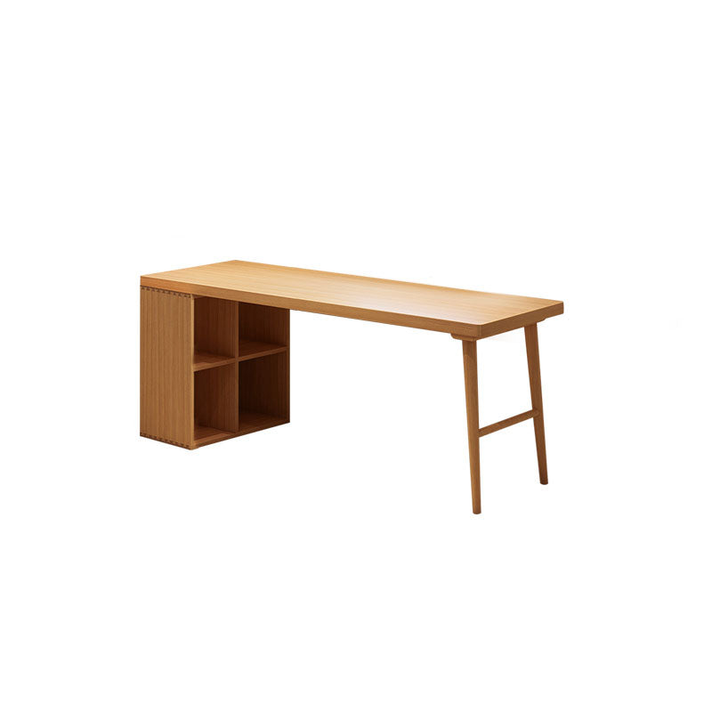 Solid Wood Rectangular Writing Desk Modern Office Meeting Desk with Bookcase