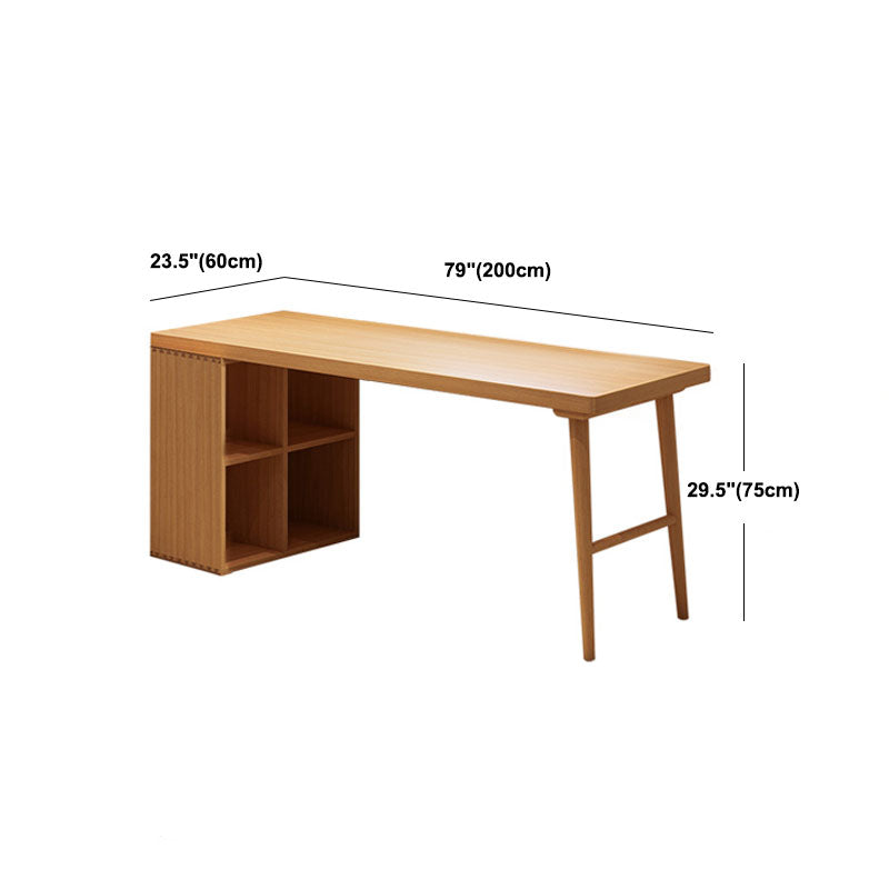 Solid Wood Rectangular Writing Desk Modern Office Meeting Desk with Bookcase