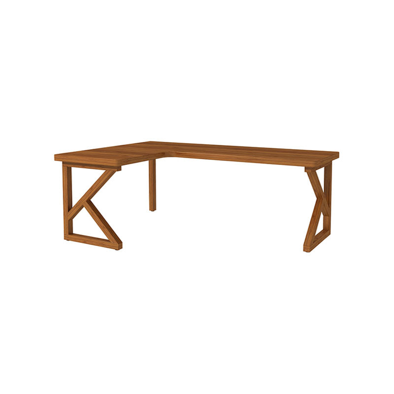 Modern Style L-shape Office Desk Brown Wooden Writing Desk for Home