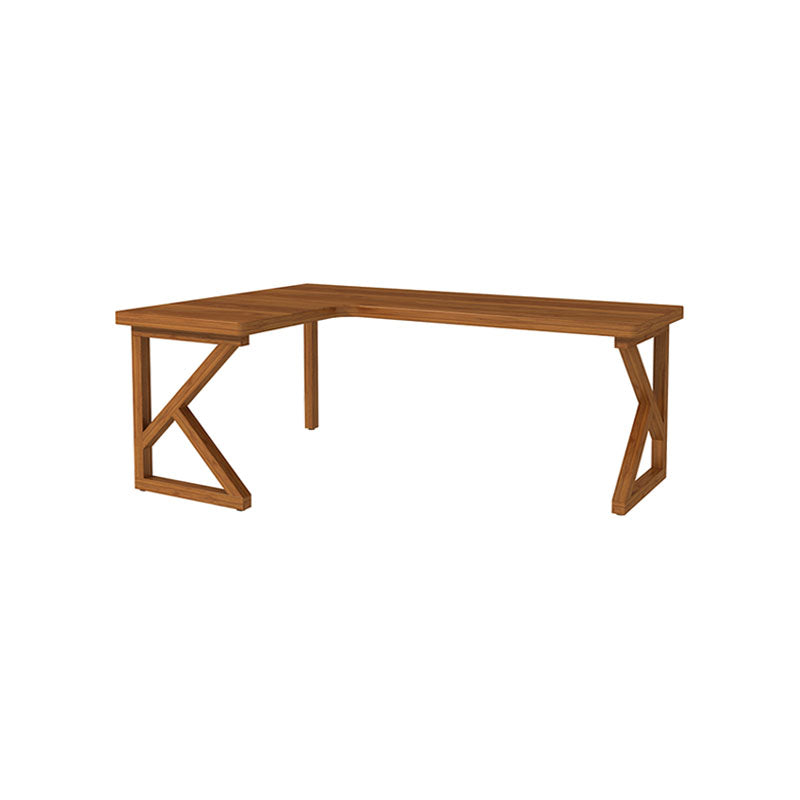 Modern Style L-shape Office Desk Brown Wooden Writing Desk for Home