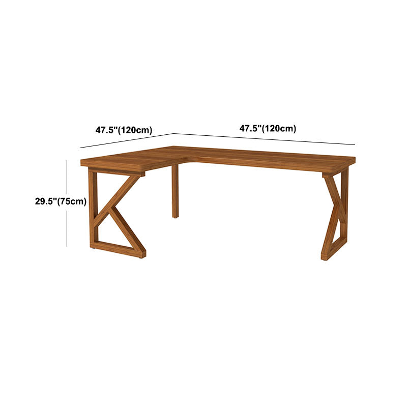 Modern Style L-shape Office Desk Brown Wooden Writing Desk for Home