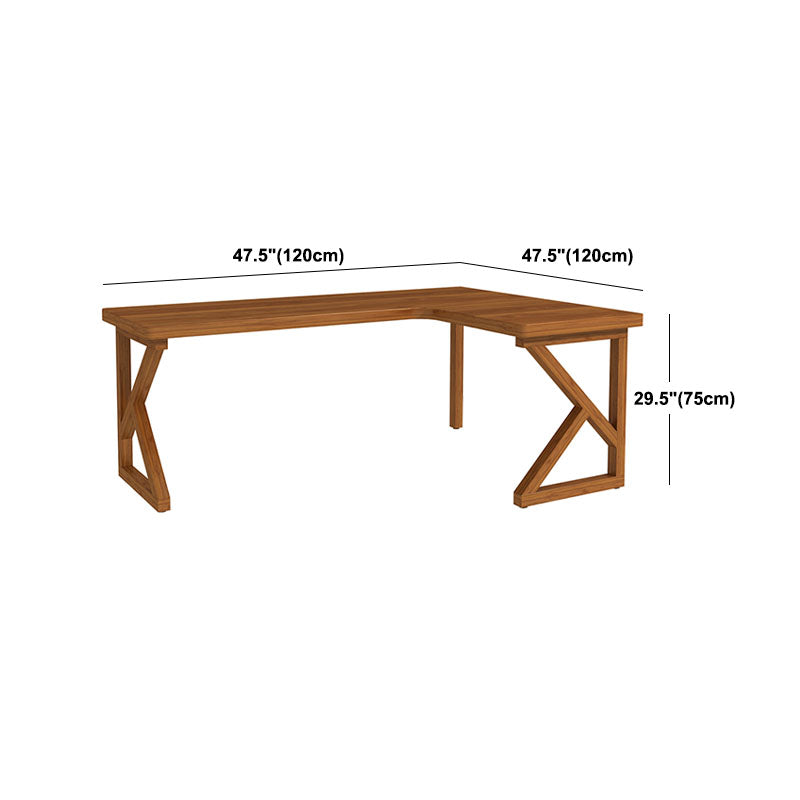 Modern Style L-shape Office Desk Brown Wooden Writing Desk for Home