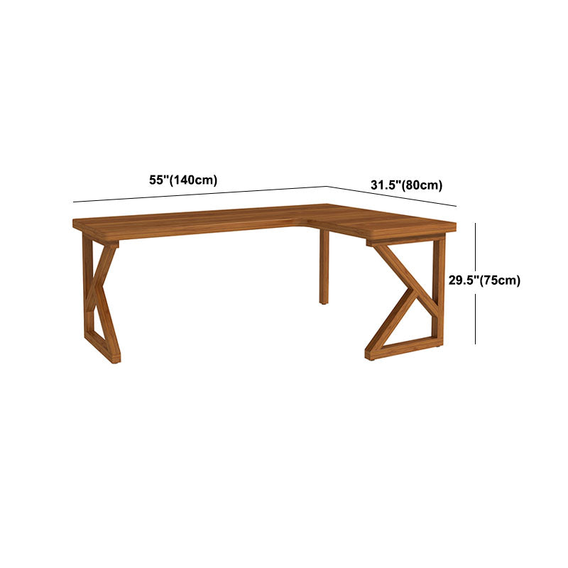 Modern Style L-shape Office Desk Brown Wooden Writing Desk for Home