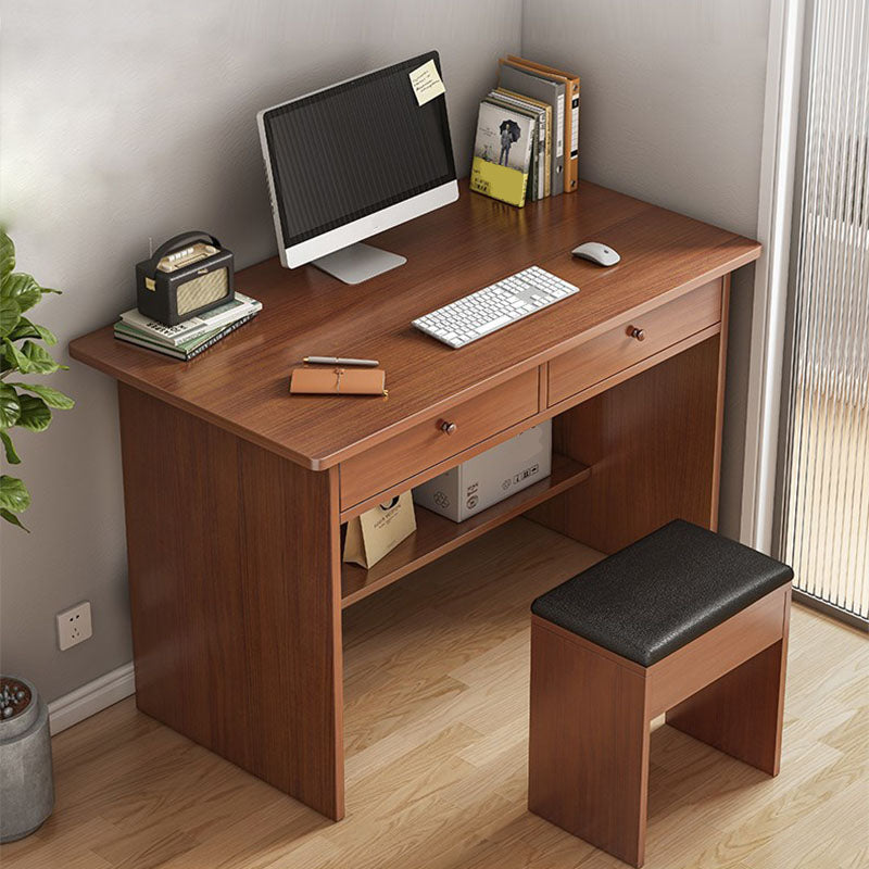 Modern Wooden Writing Desk Rectangular Office Desk with 2 Drawers