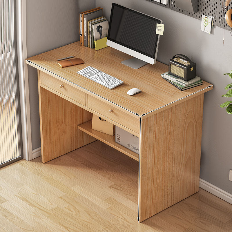 Modern Wooden Writing Desk Rectangular Office Desk with 2 Drawers