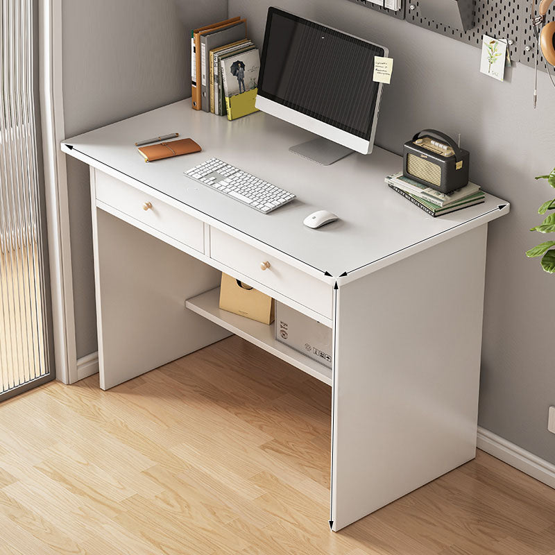 Modern Wooden Writing Desk Rectangular Office Desk with 2 Drawers