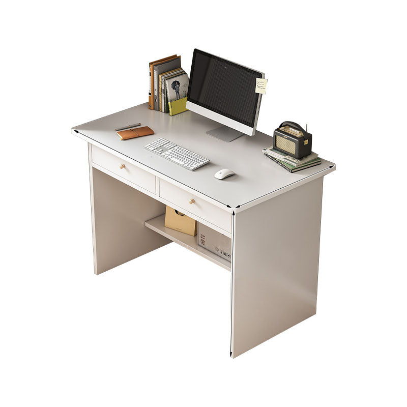 Modern Wooden Writing Desk Rectangular Office Desk with 2 Drawers