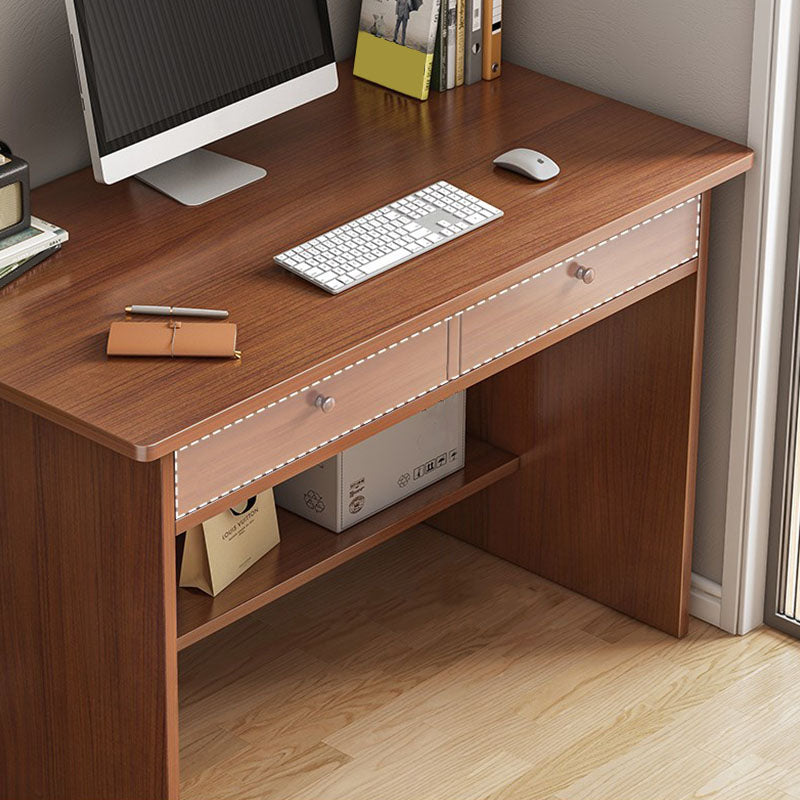 Modern Wooden Writing Desk Rectangular Office Desk with 2 Drawers