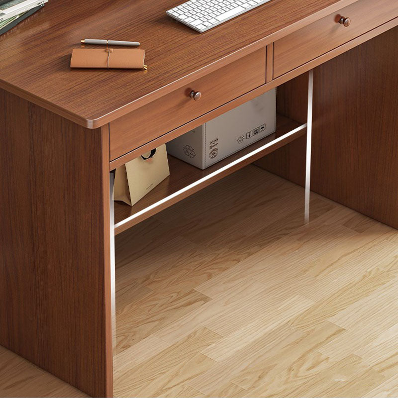 Modern Wooden Writing Desk Rectangular Office Desk with 2 Drawers