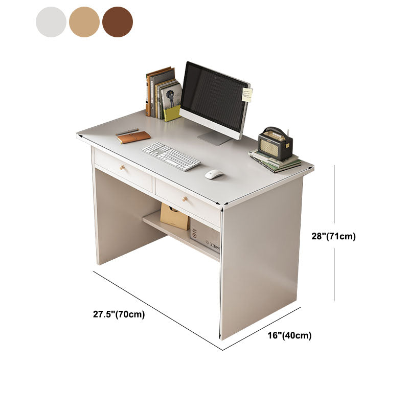 Modern Wooden Writing Desk Rectangular Office Desk with 2 Drawers