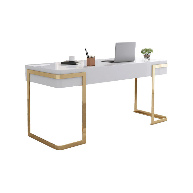 1 Drawer Writing Desk Rectangular Glam Office Desk Artificial Wood