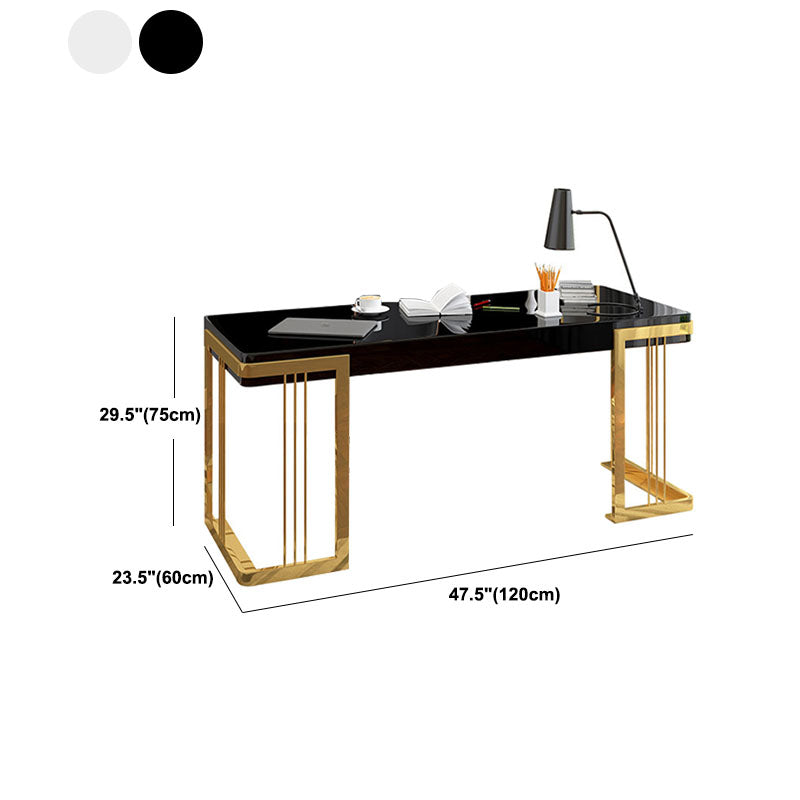 Artificial Wood Writing Desk Rectangular Glam Office Desk 1 Drawer