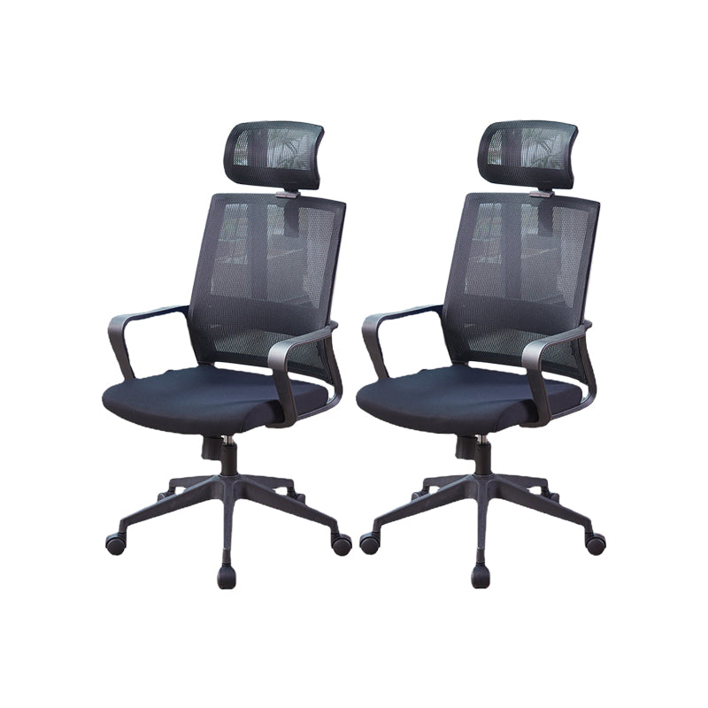 Modern Fixed Arms Chair  Height-adjustable Office Chair with Wheels