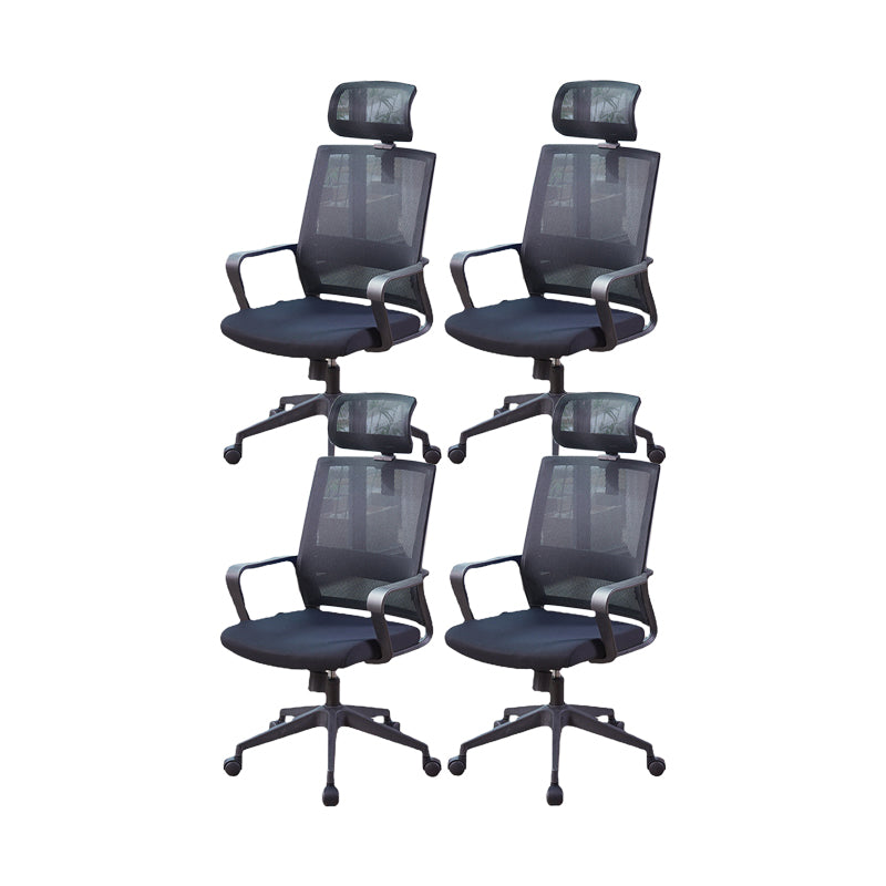 Modern Fixed Arms Chair  Height-adjustable Office Chair with Wheels