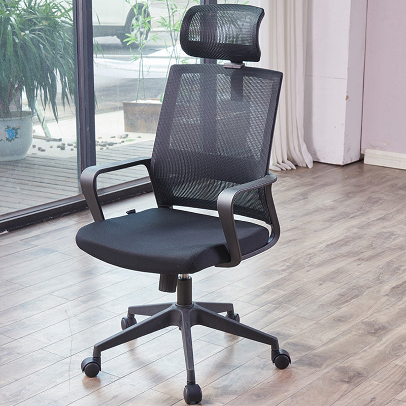 Modern Fixed Arms Chair  Height-adjustable Office Chair with Wheels