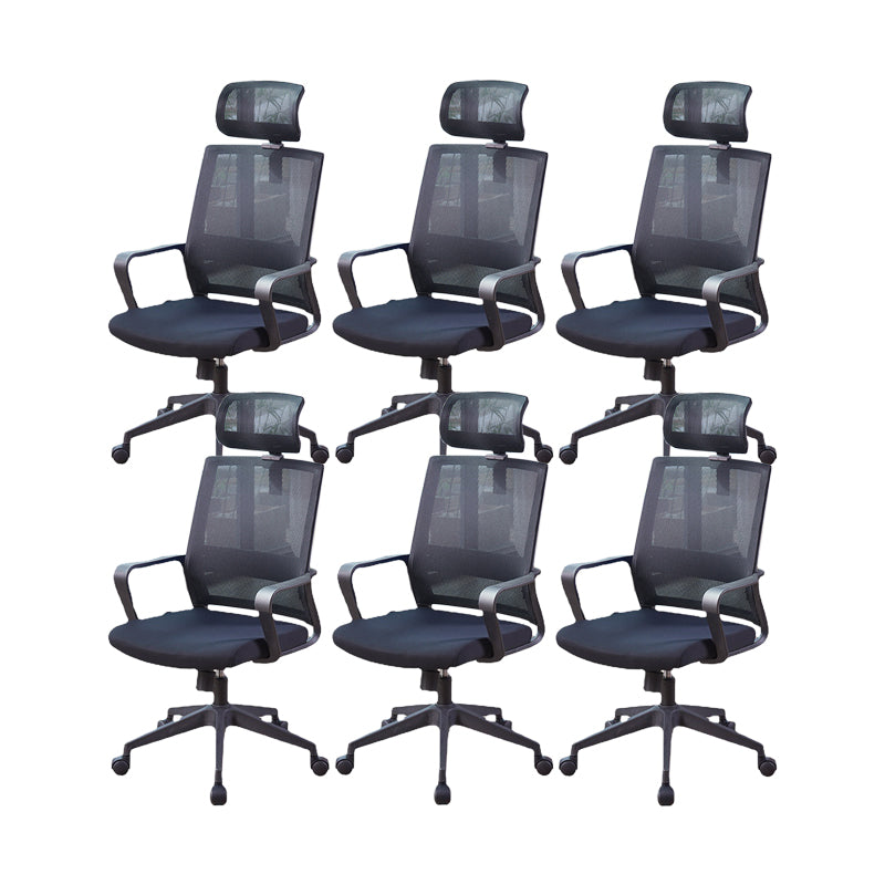 Modern Fixed Arms Chair  Height-adjustable Office Chair with Wheels