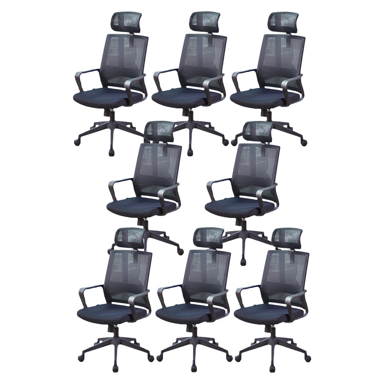 Modern Fixed Arms Chair  Height-adjustable Office Chair with Wheels