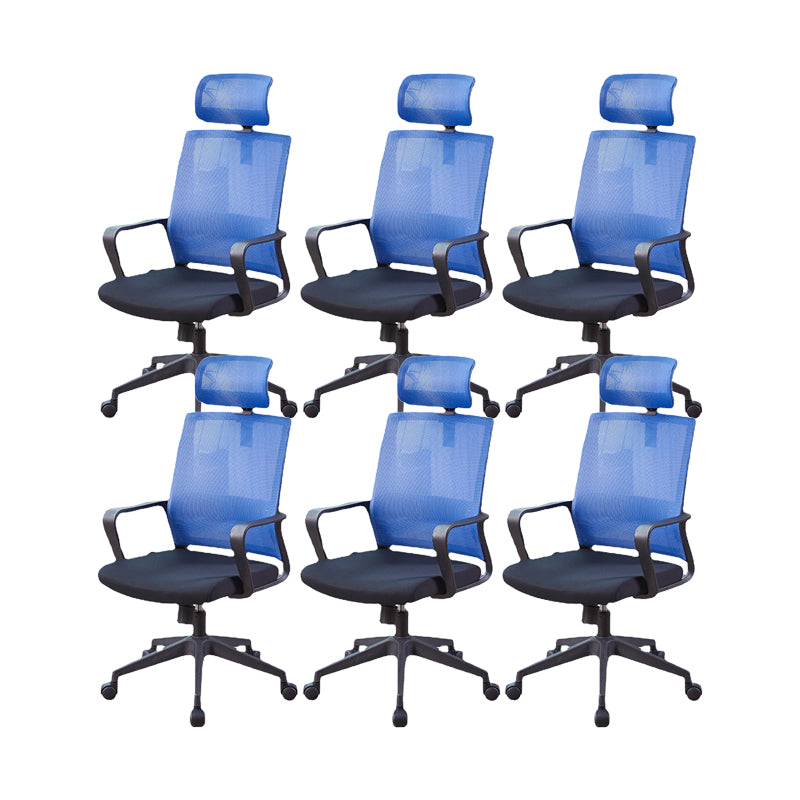 Modern Fixed Arms Chair  Height-adjustable Office Chair with Wheels