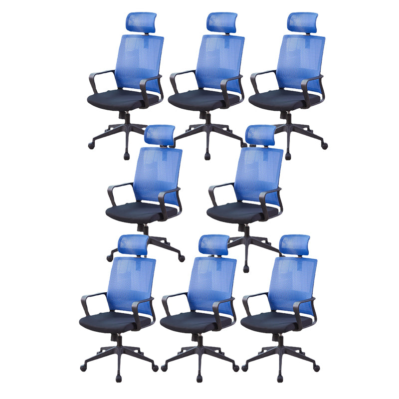 Modern Fixed Arms Chair  Height-adjustable Office Chair with Wheels