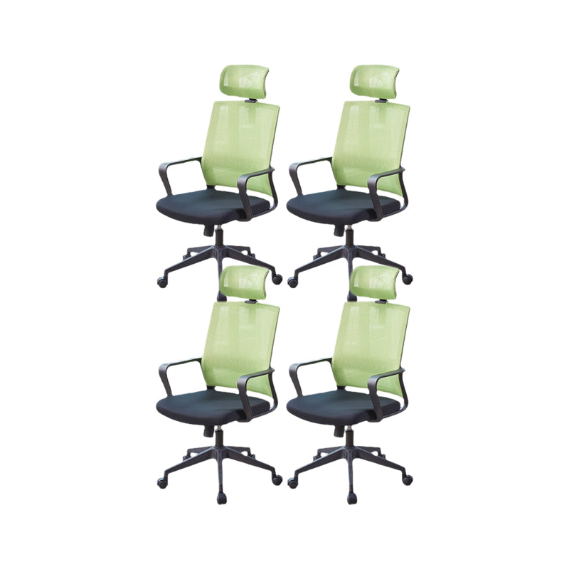 Modern Fixed Arms Chair  Height-adjustable Office Chair with Wheels