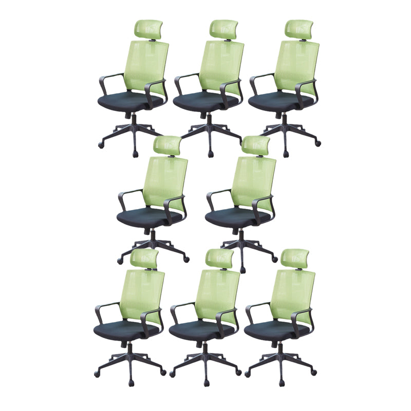 Modern Fixed Arms Chair  Height-adjustable Office Chair with Wheels