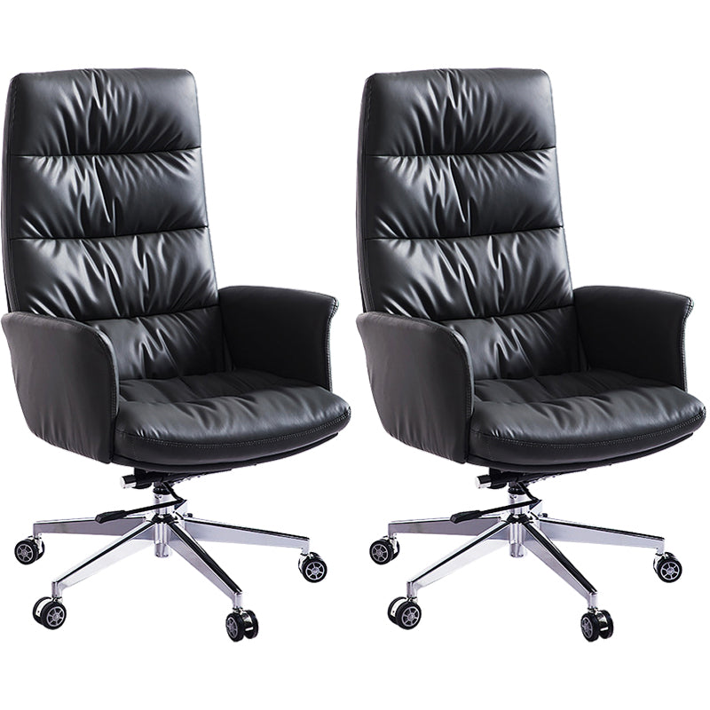 Modern Fixed Arms Desk Chair Height-adjustable Office Chair with Wheels