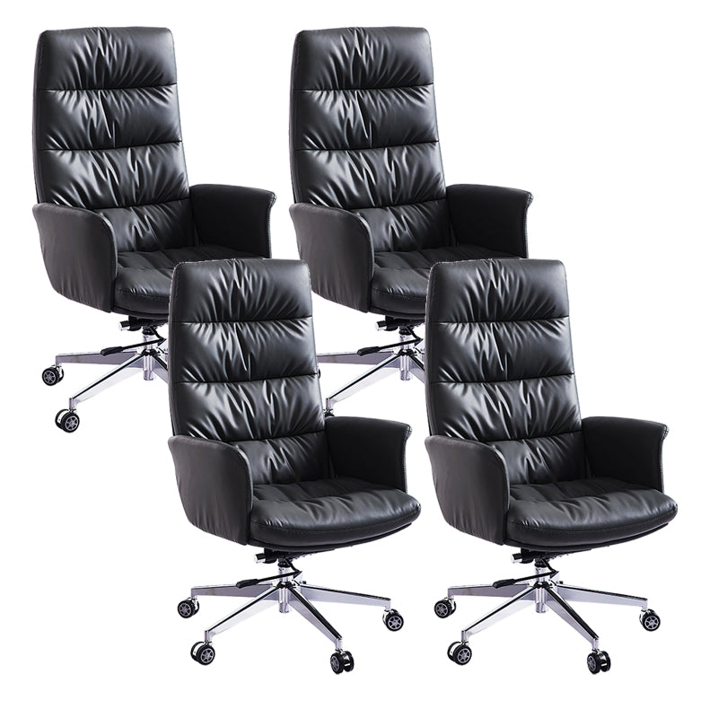 Modern Fixed Arms Desk Chair Height-adjustable Office Chair with Wheels