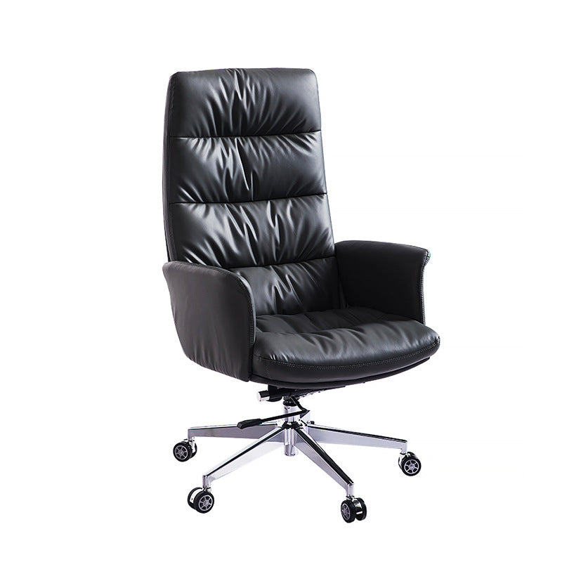 Modern Fixed Arms Desk Chair Height-adjustable Office Chair with Wheels