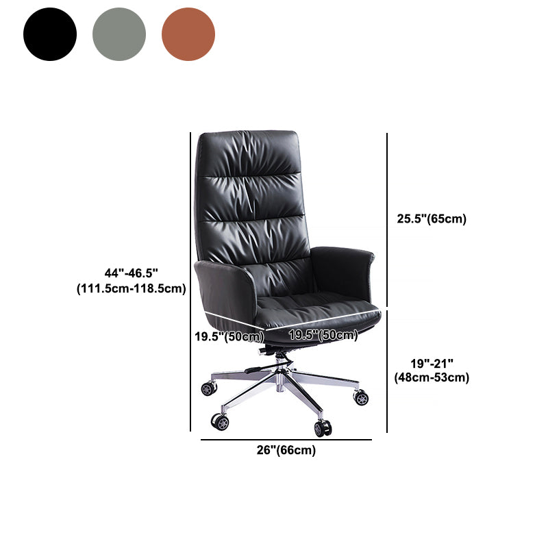 Modern Fixed Arms Desk Chair Height-adjustable Office Chair with Wheels