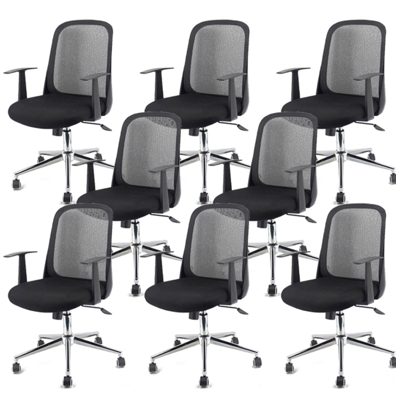 Contemporary Office Chair Fixed Arms Adjustable Seat Height Arm Chair