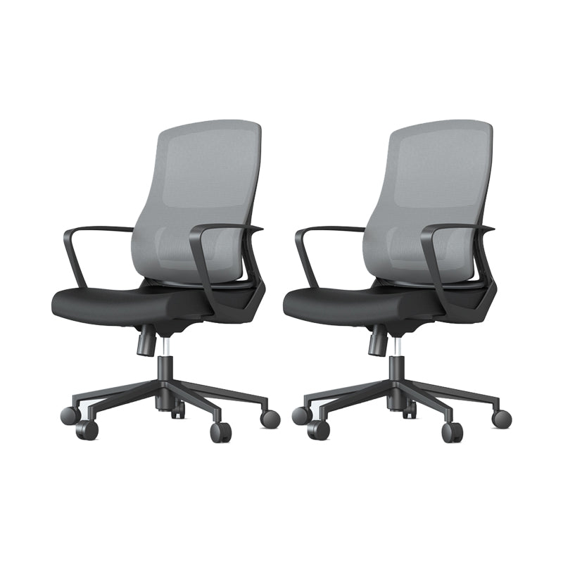 Contemporary Wheels Office Chair Microfiber Black Task Mid-Back Chair