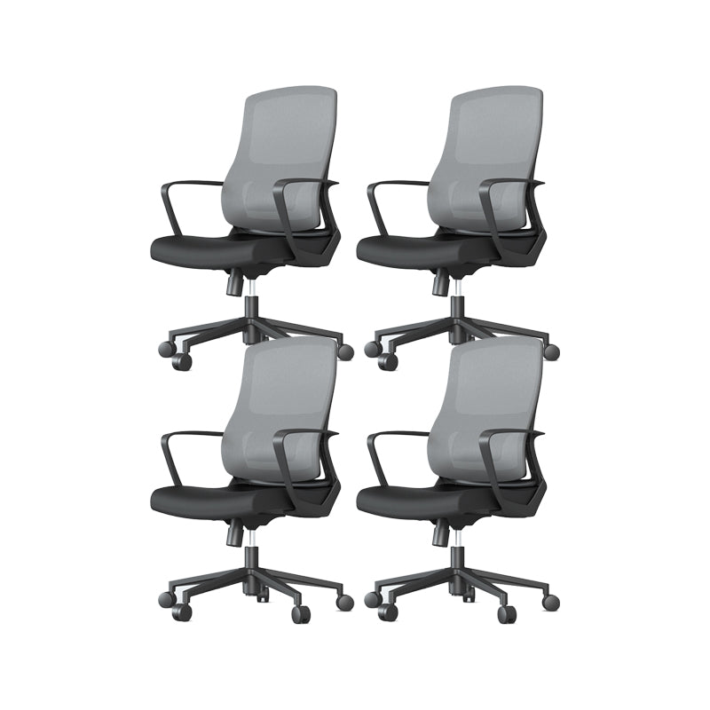 Contemporary Wheels Office Chair Microfiber Black Task Mid-Back Chair