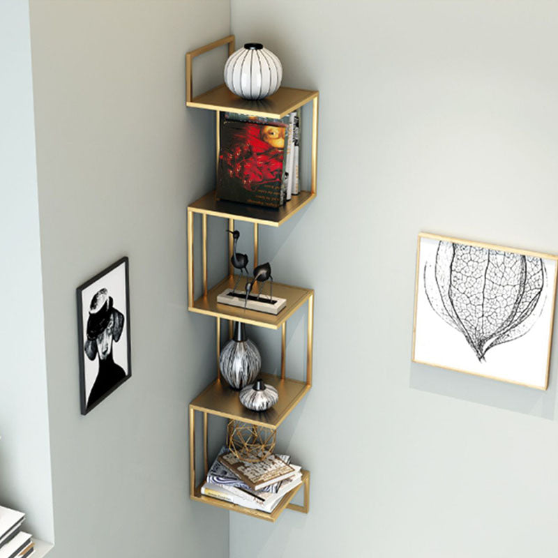 5-Shelf Modern Metal Bookcase Wall Mounted Book Shelf for Living Room, 48" H X 8.5" W