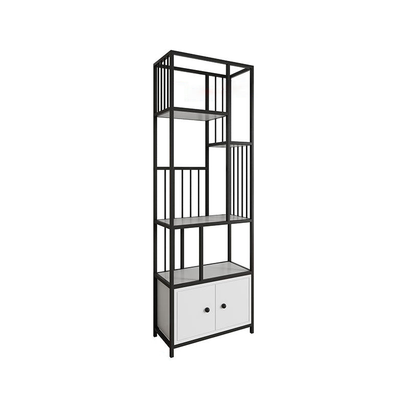 Modern Fioor Metal Shelf Bookcase Vertical Open Book Shelf with Cabinets